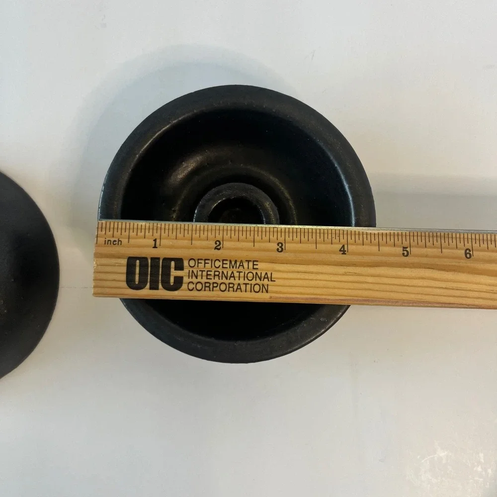 IKEA Black Ceramic Taper Candle Holder Set of 2 Minimalist Scandi 200.294.13